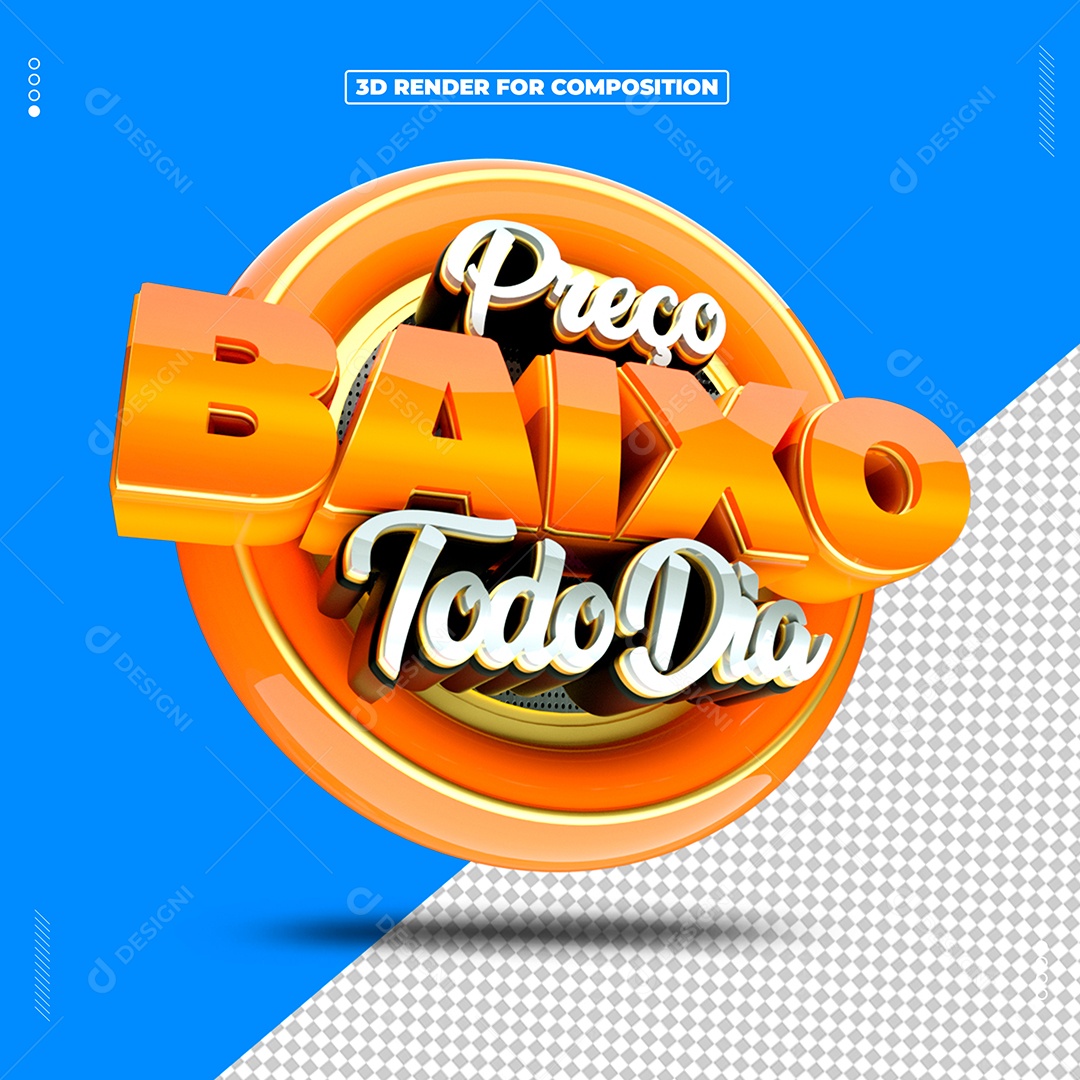 Preço Baixo Todo Dia Selo 3D Para Composição PSD