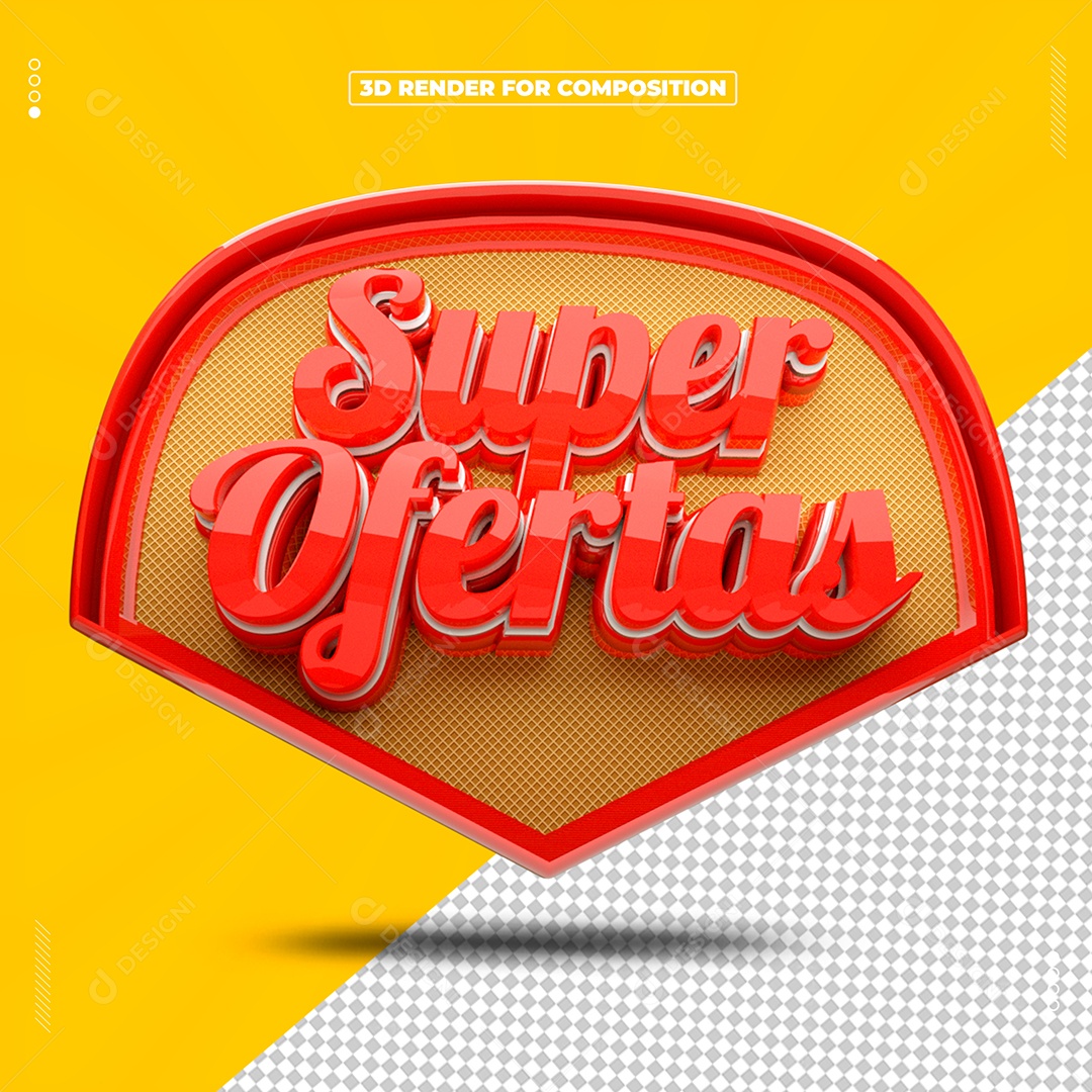 Super Ofertas Selo 3D Vermelho Para Composição PSD
