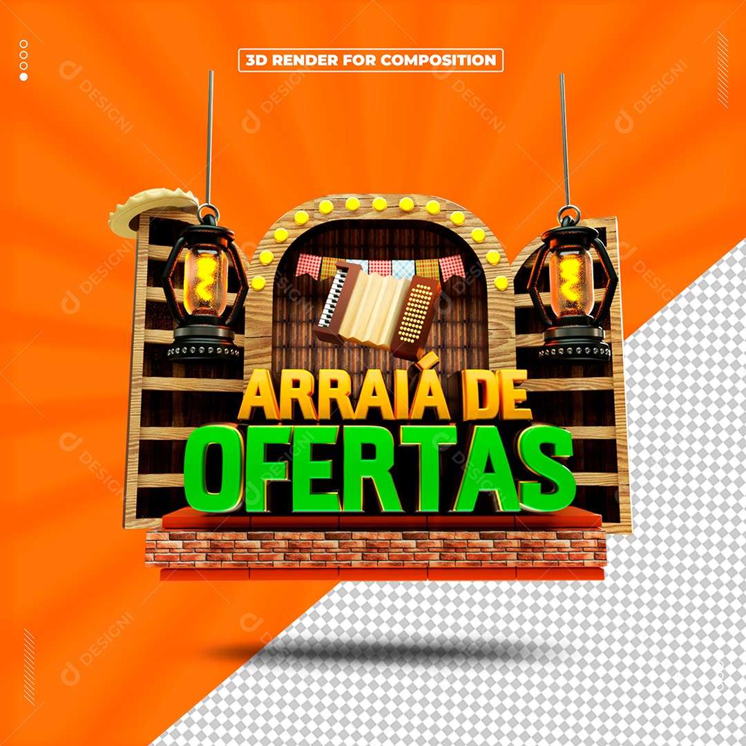 Arraiá De Ofertas Selo 3D Para Composição PSD