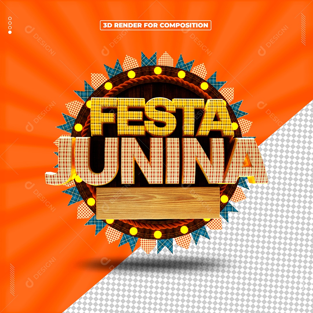 Selo 3D Festa Junina Para Composição PSD
