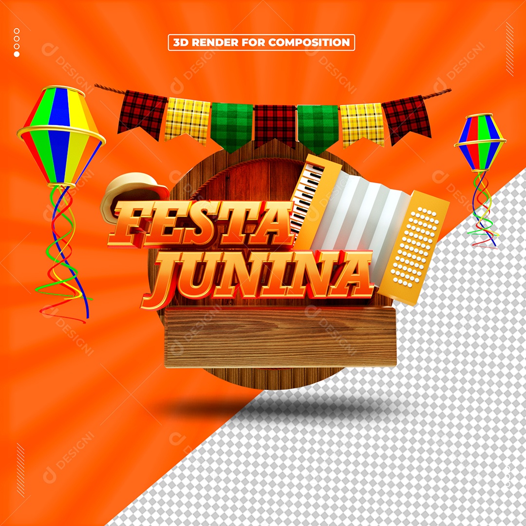 Festa Junina Selo 3D Para Composição PSD