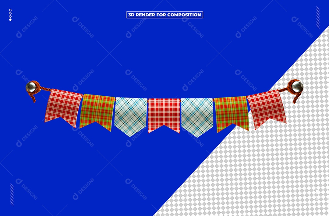 Elemento 3D Bandeiras De Festa Junina Para Composição PSD