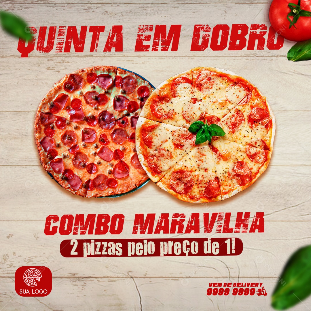 Pizzaria Quinta em Dobro Combo Maravilha Social Media PSD Editável