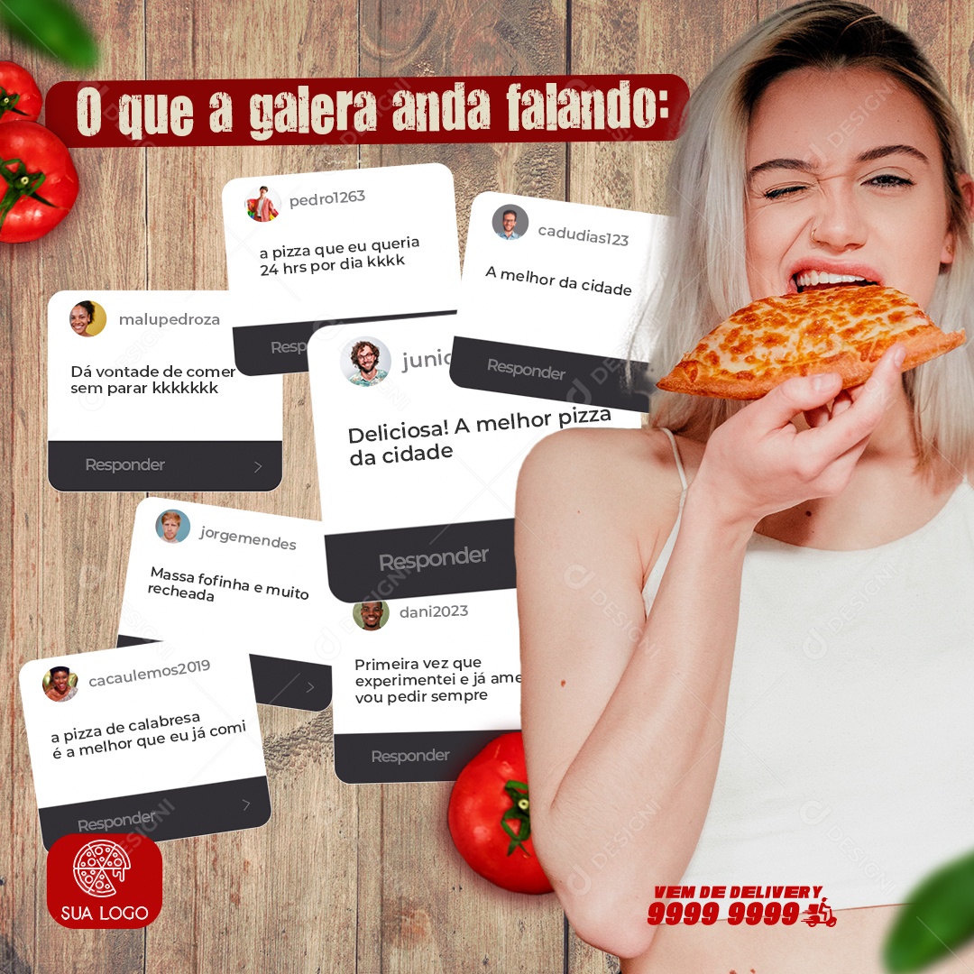 Pizzaria Feedback Social Media PSD Editável
