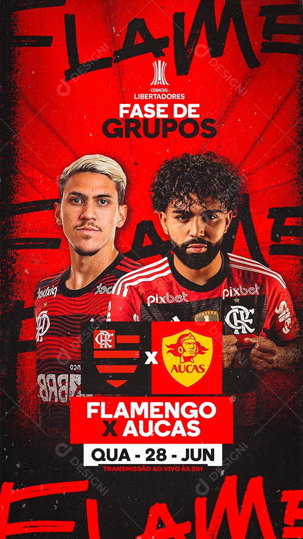Social Media Story Futebol Fase De Grupos Flamengo X Aucas Libertadores PSD Editável