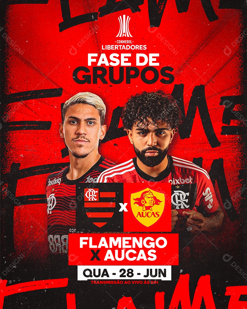 Social Media Feed Futebol Fase De Grupos Flamengo X Aucas Libertadores PSD Editável