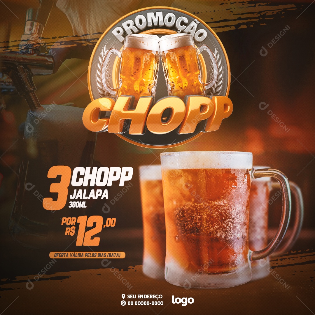 promoção Chopp Jalapa Social Media PSD Editável