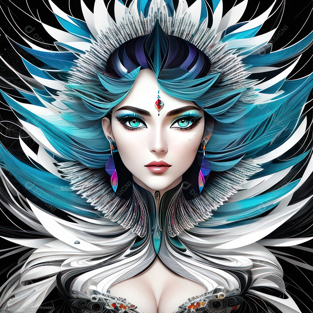 Imagem realista menina de pintura a óleo aquarela.