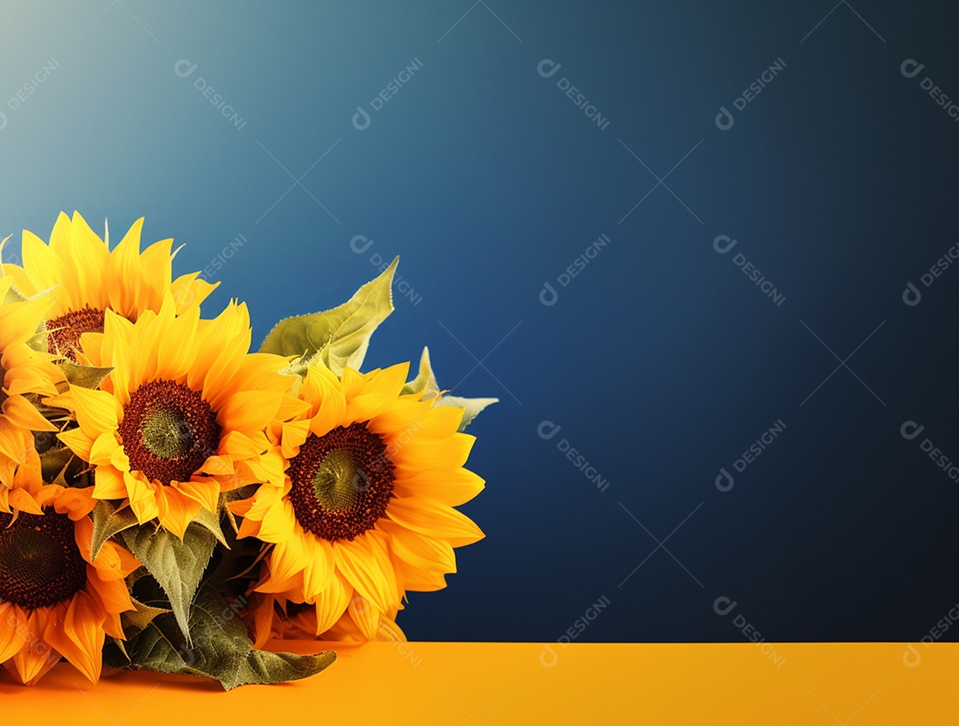 Flores de girassóis sobre fundo isolado.