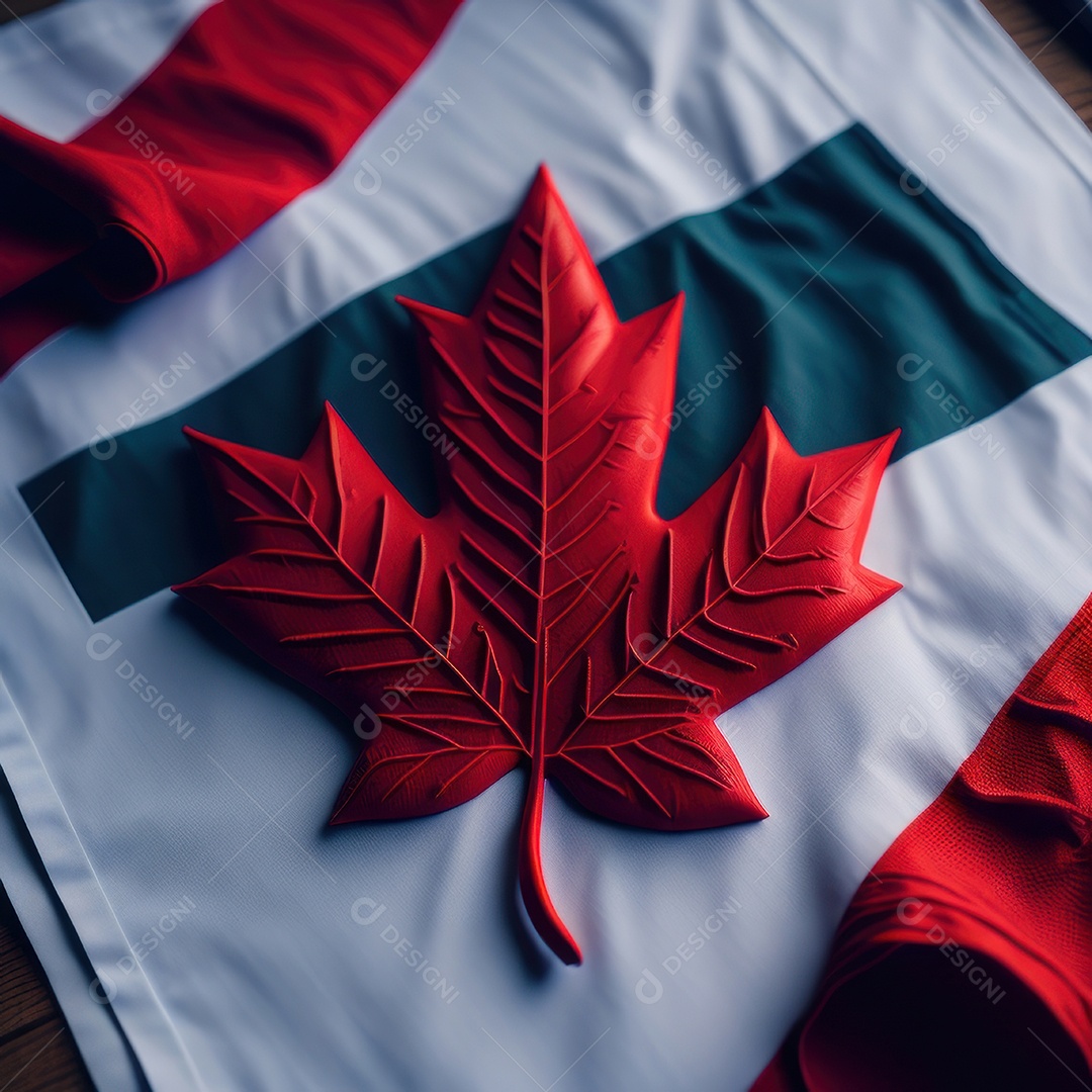 Imagem realista de bandeira do Canadá.