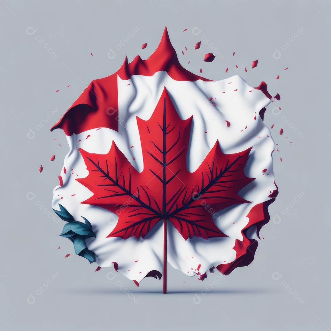 Imagem realista de bandeira do Canadá.