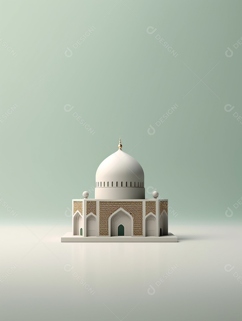 Mesquita islâmica branca com cúpula.