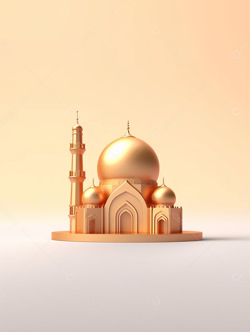 Mesquita islâmica dourada com cúpula.