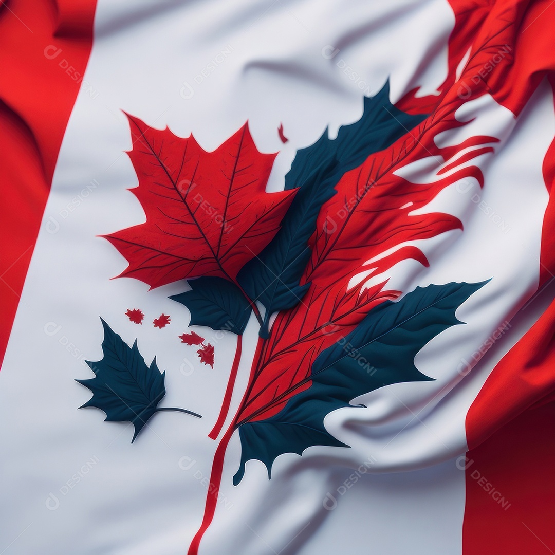 Imagem realista de bandeira do Canadá.
