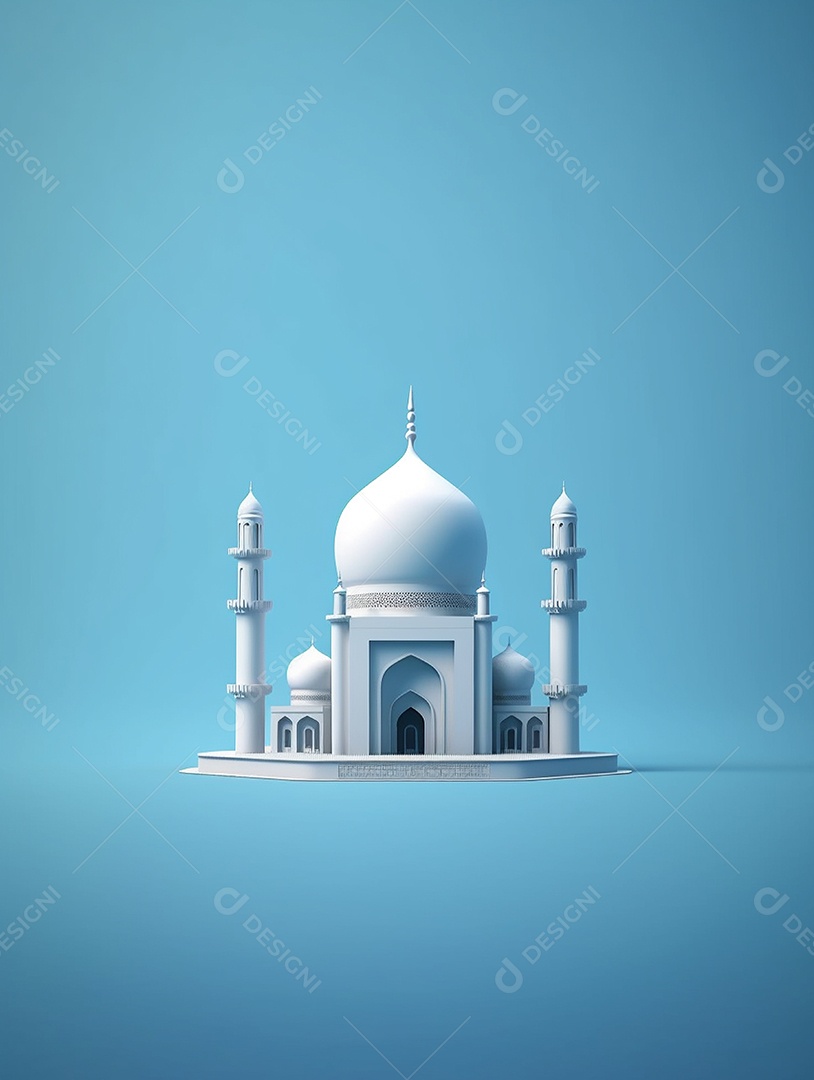 Mesquita islâmica branca com cúpula.