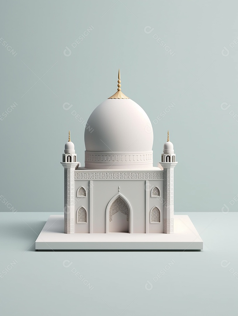 Mesquita islâmica branca com cúpula.