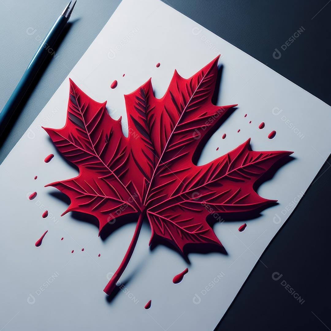 Imagem realista de bandeira do Canadá.