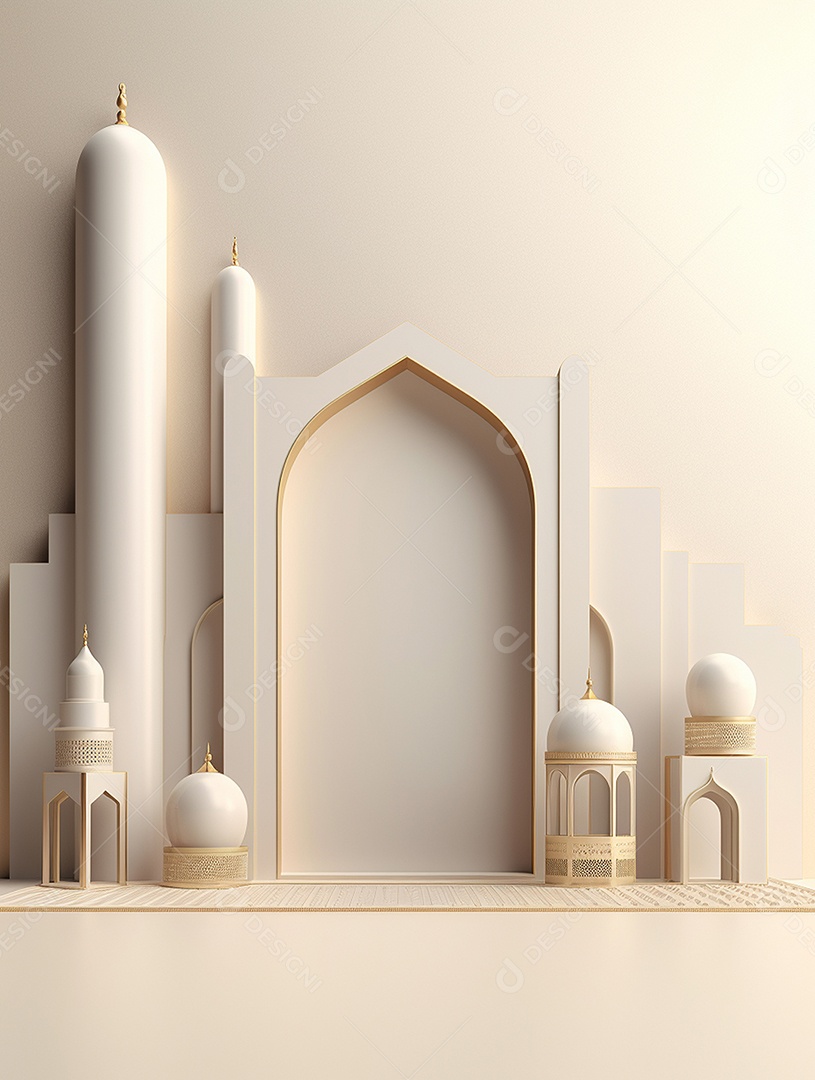 Elementos islâmicos sobre fundo isolado.