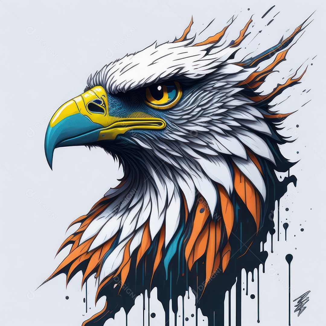 Cabeça águia sobre fundo isolado.