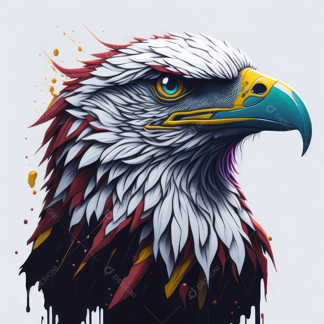 Cabeça águia sobre fundo isolado.