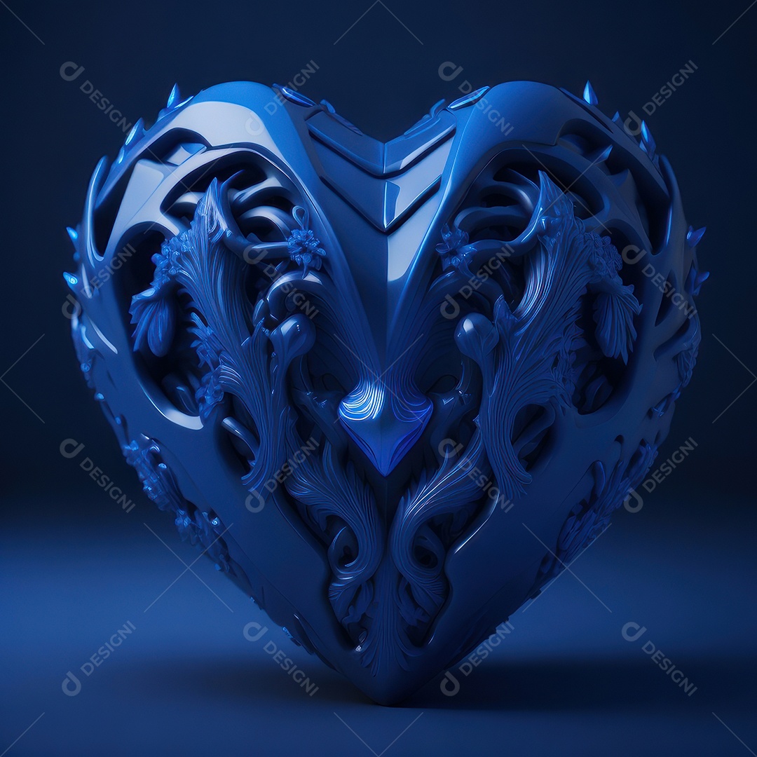 Coração azul sobre fundo isolado.