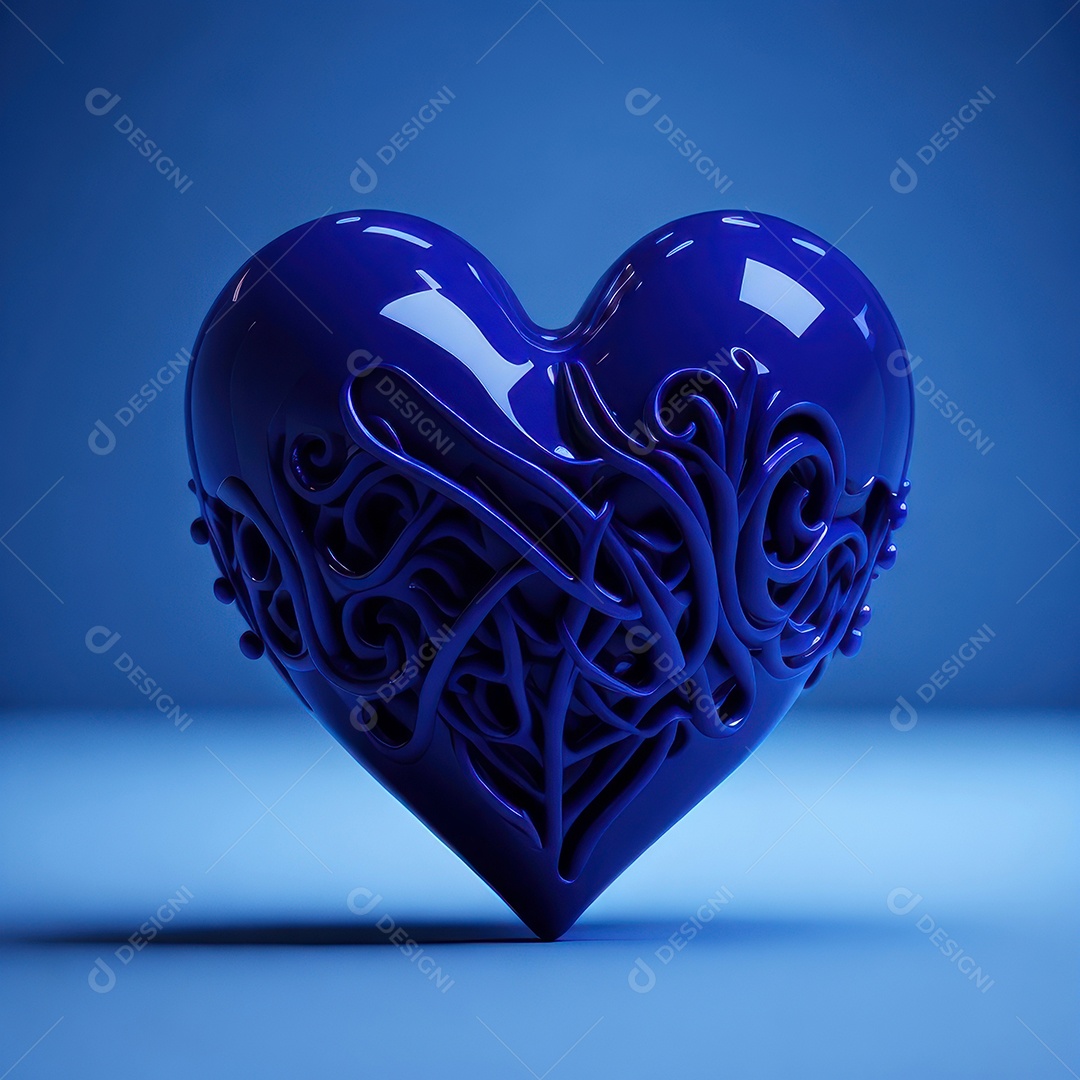 Coração azul sobre fundo isolado.