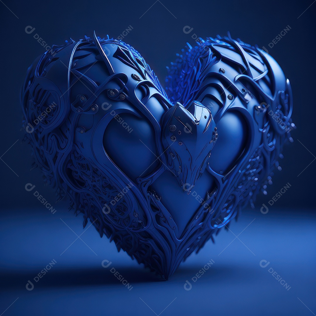 Coração azul sobre fundo isolado.