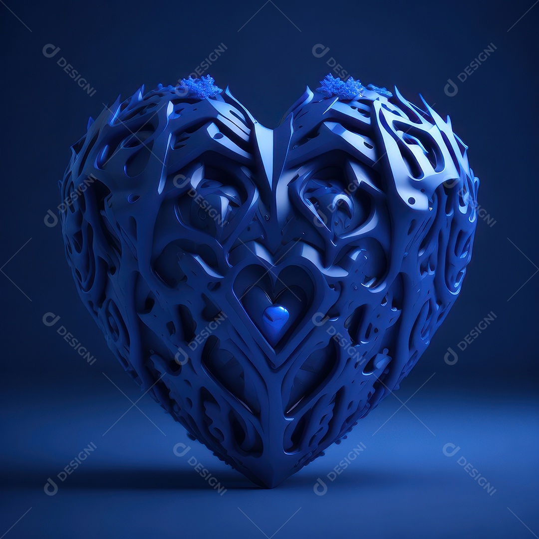 Coração azul sobre fundo isolado.