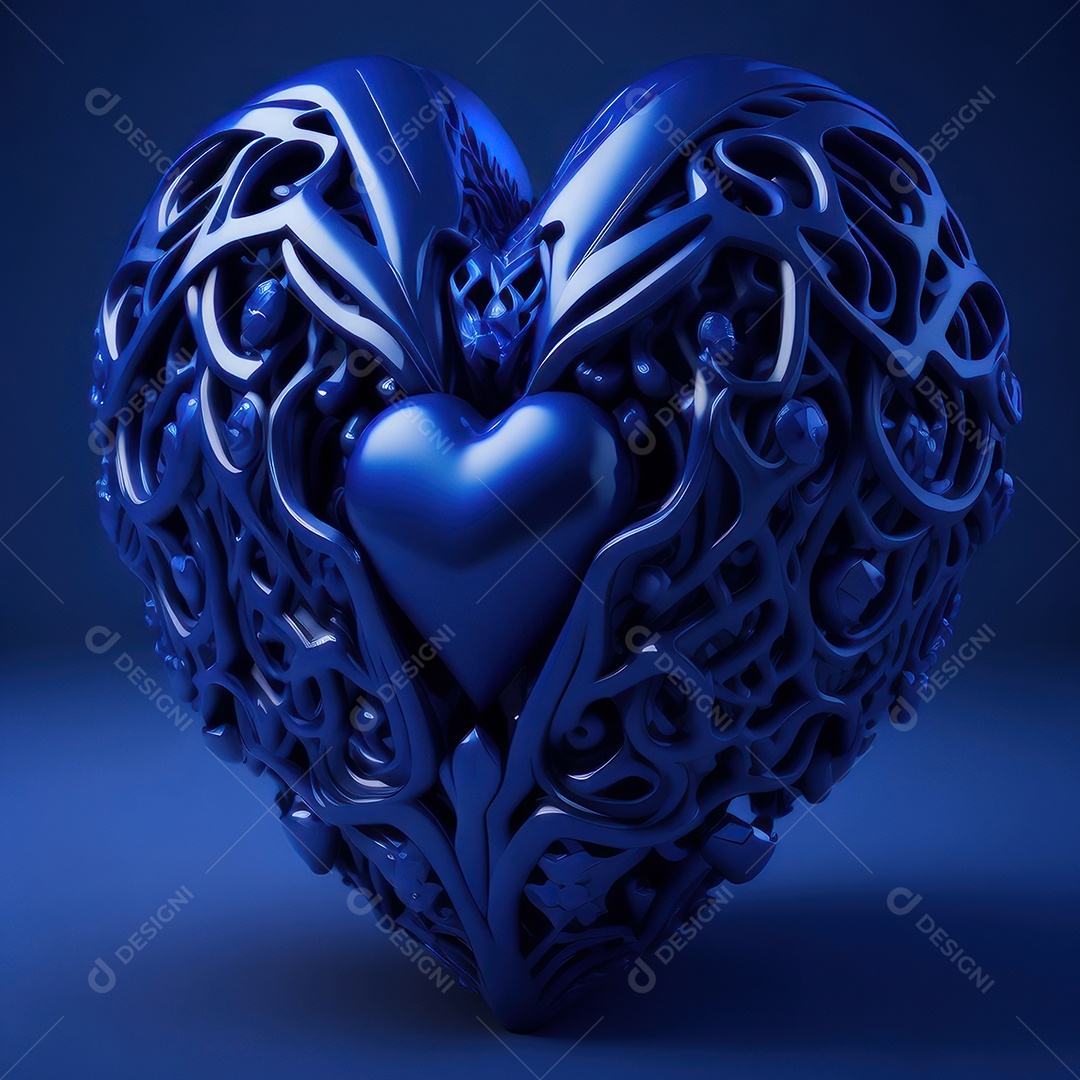 Coração azul sobre fundo isolado.