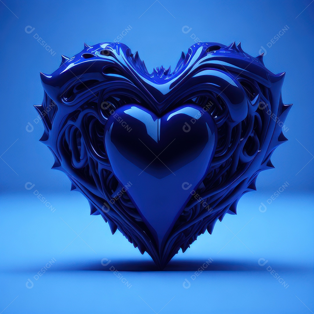 Coração azul sobre fundo isolado.