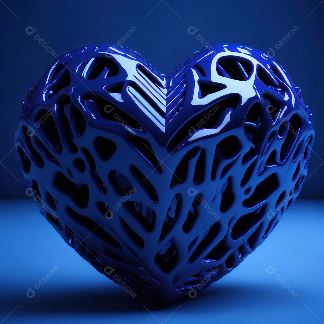 Coração azul sobre fundo isolado.