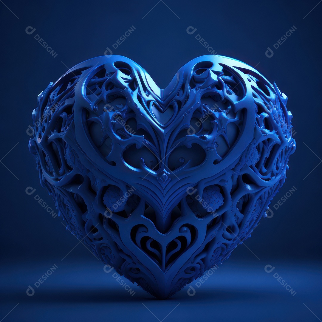 Coração azul sobre fundo isolado.