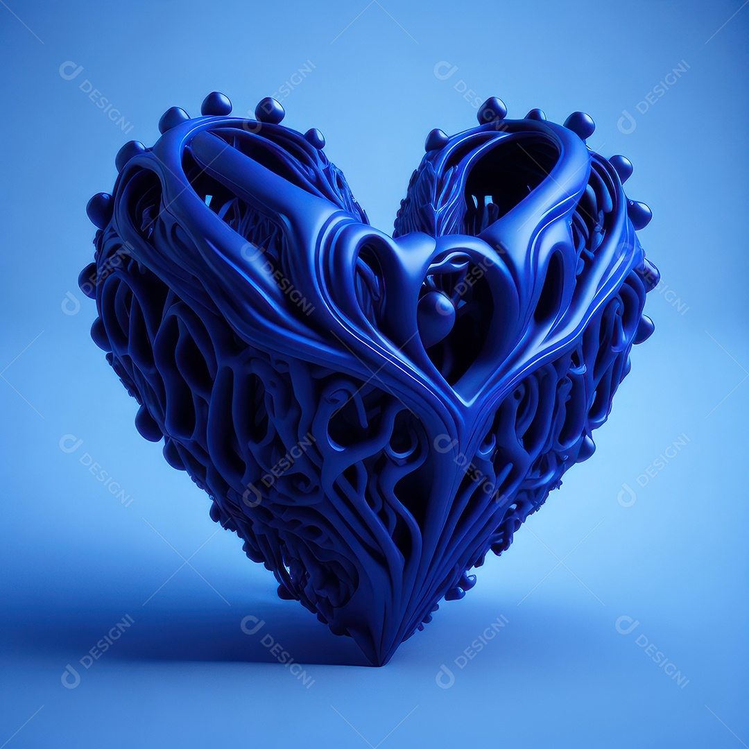 Coração azul sobre fundo isolado.