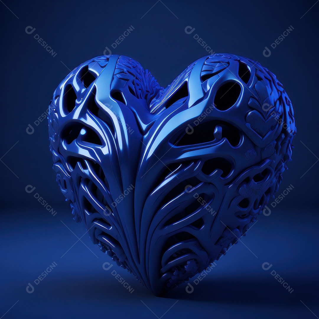 Coração azul sobre fundo isolado.