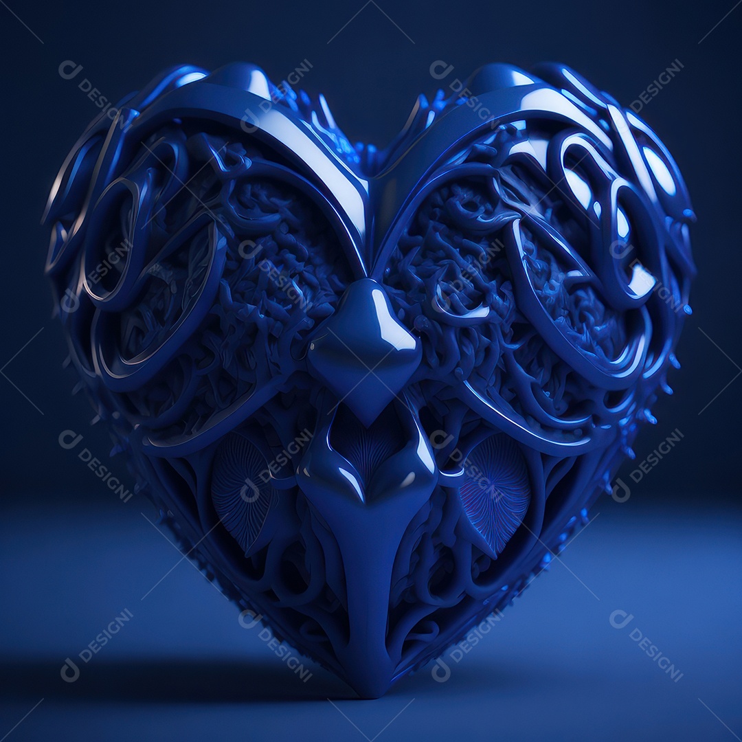 Coração azul sobre fundo isolado.