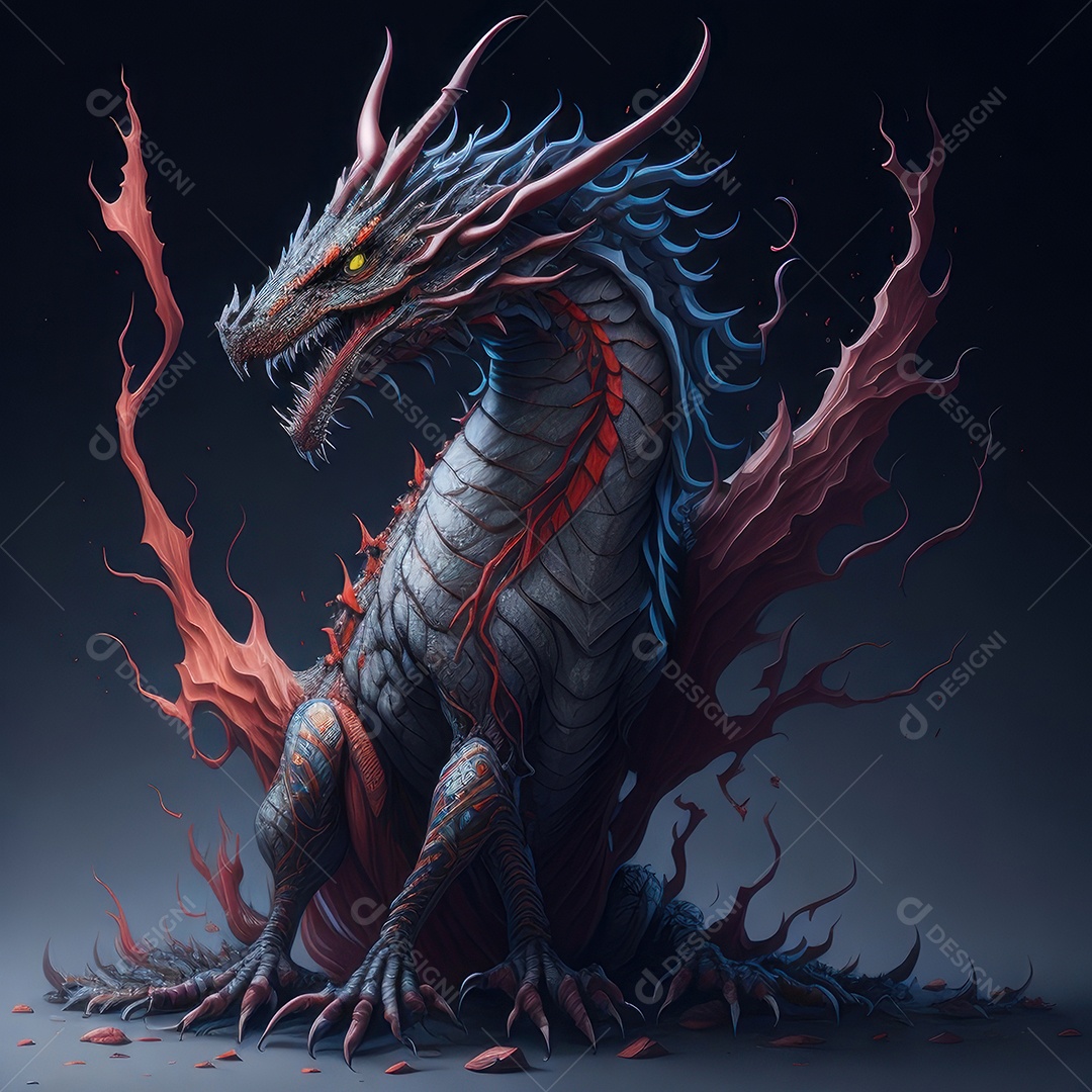 Imagem de dragão realista.