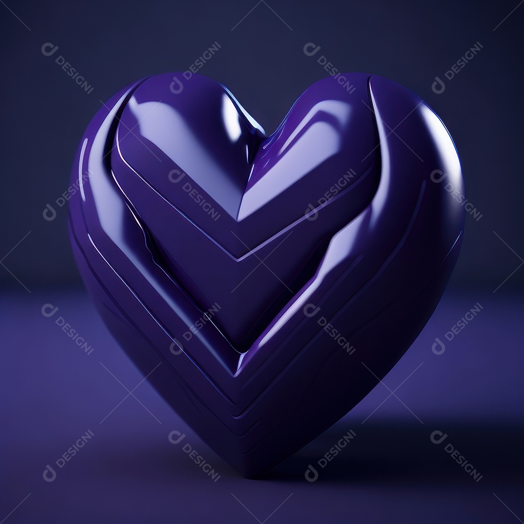 Imagem realista de coração roxo sobre fundo isolado.