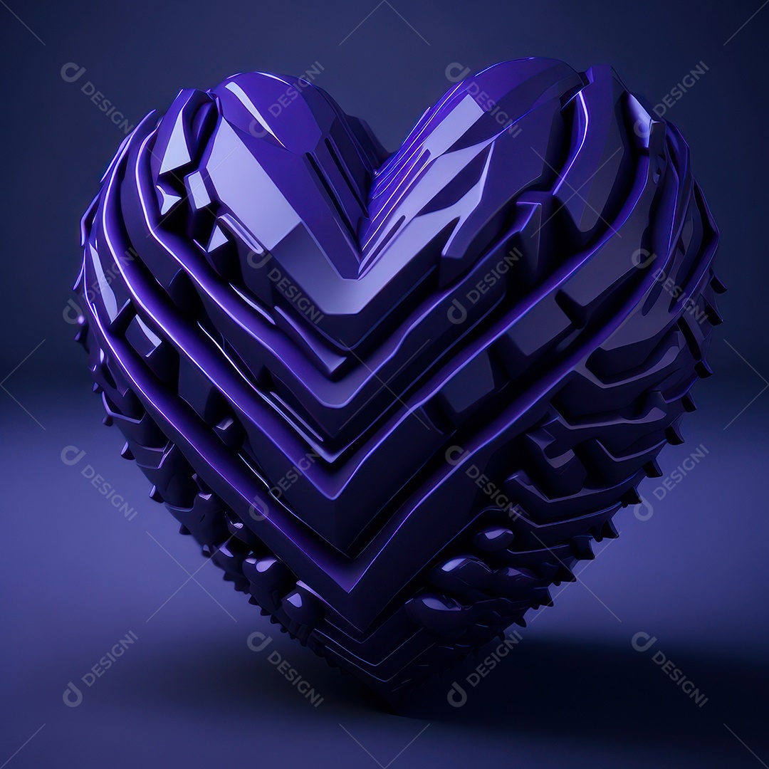 Imagem realista de coração roxo sobre fundo isolado.