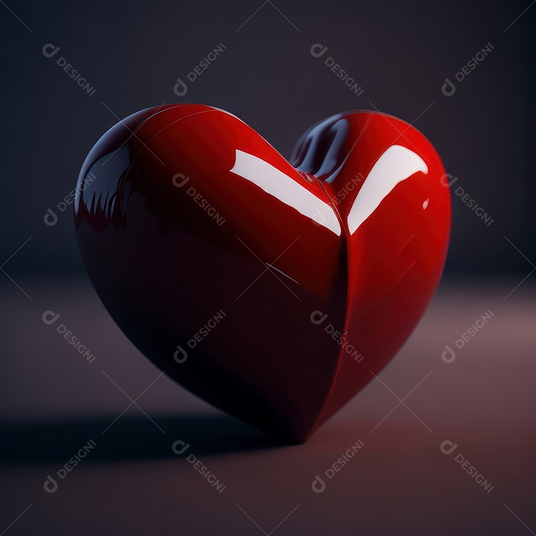 Imagem realista de coração vermelho sobre fundo isolado.