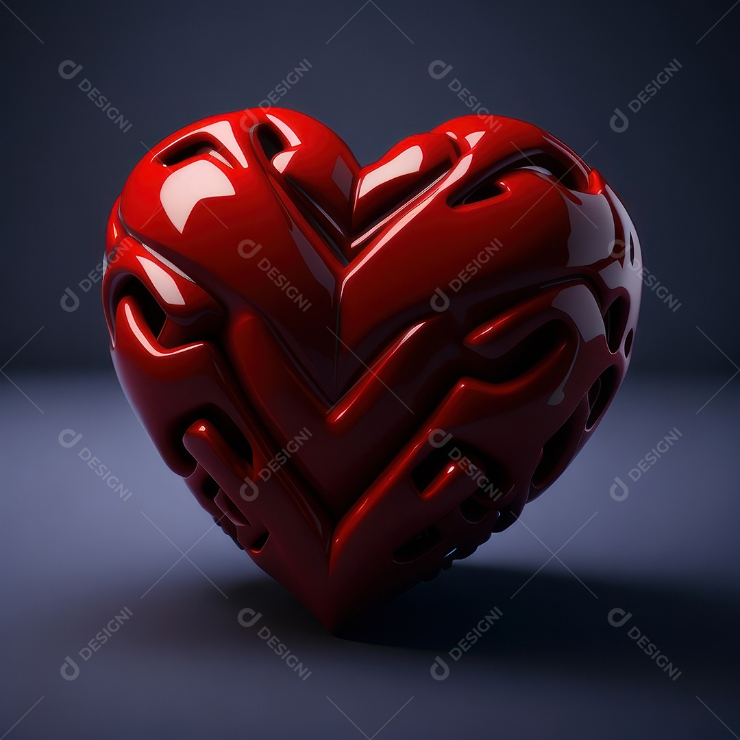 Imagem realista de coração vermelho sobre fundo isolado.