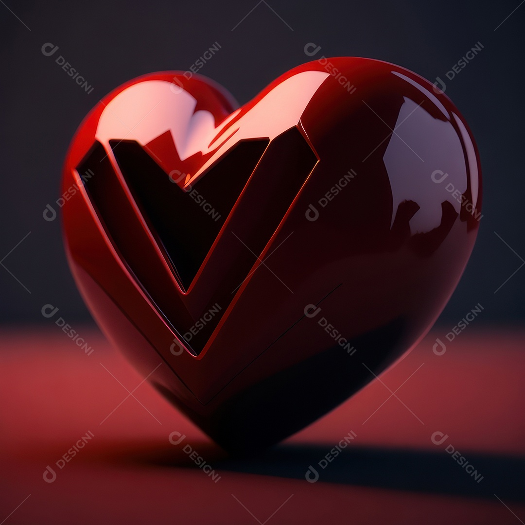 Imagem realista de coração vermelho sobre fundo isolado.