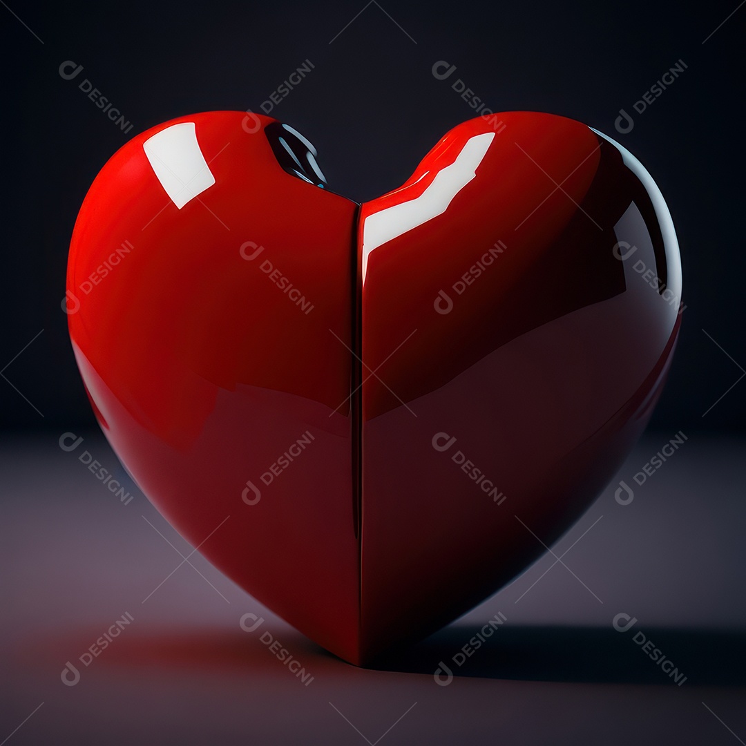 Imagem realista de coração vermelho sobre fundo isolado.