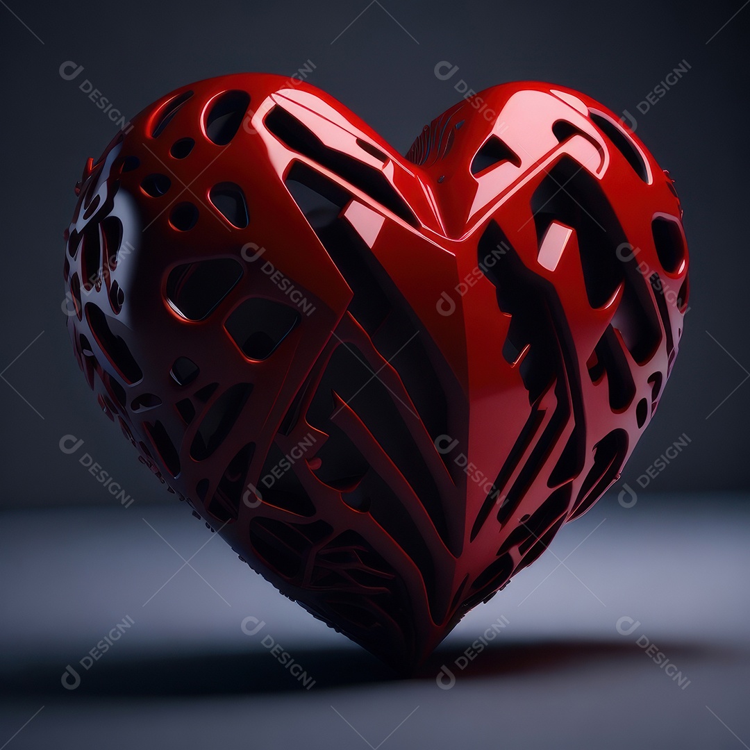 Imagem realista de coração vermelho sobre fundo isolado.