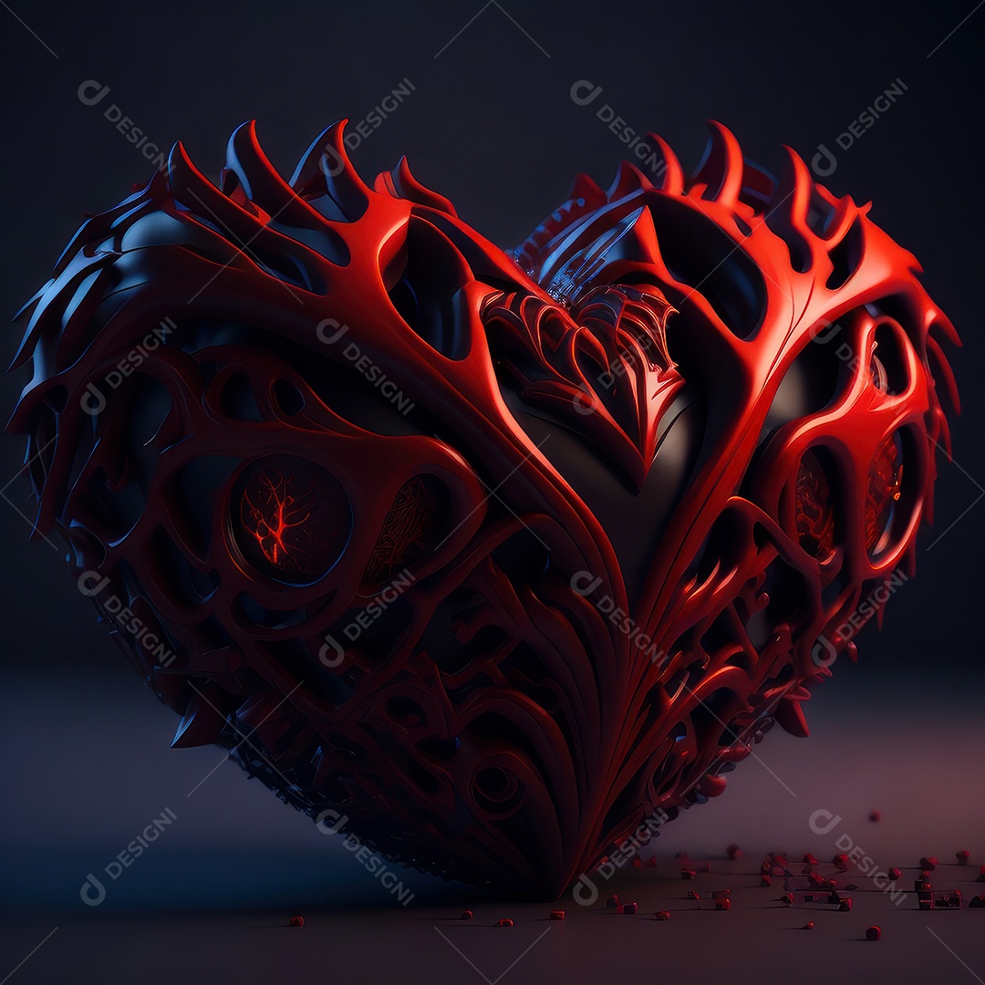 Imagem realista de coração vermelho sobre fundo isolado.