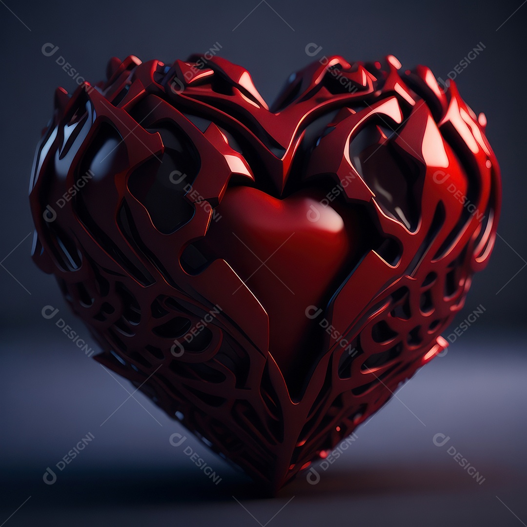 Imagem realista de coração vermelho sobre fundo isolado.