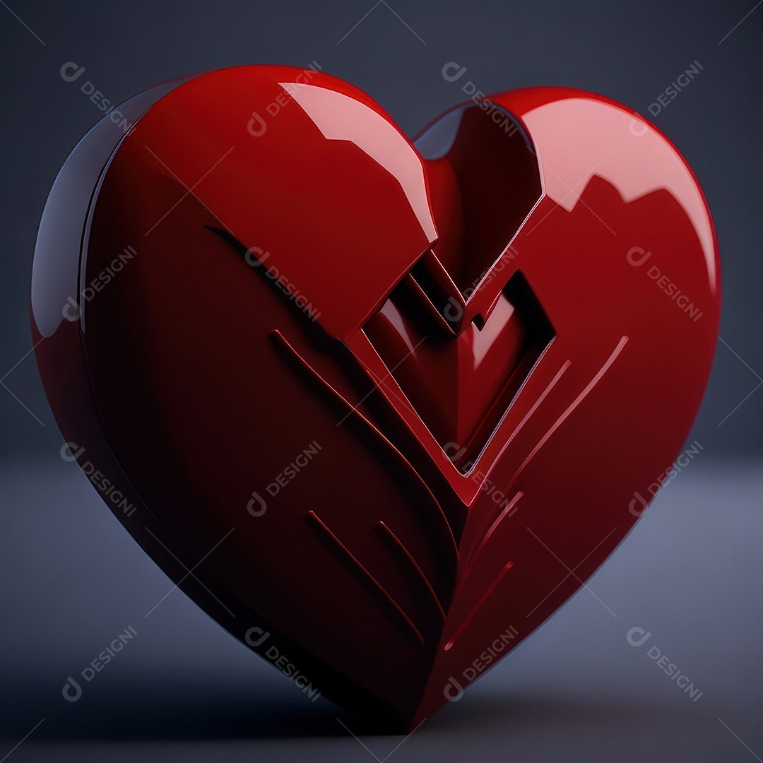 Imagem realista de coração vermelho sobre fundo isolado.