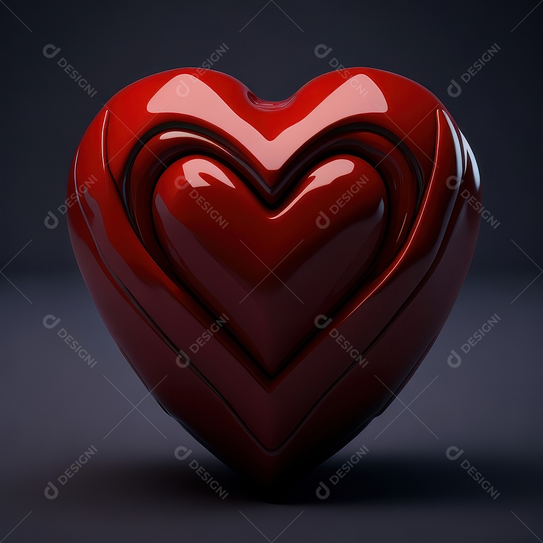 Imagem realista de coração vermelho sobre fundo isolado.