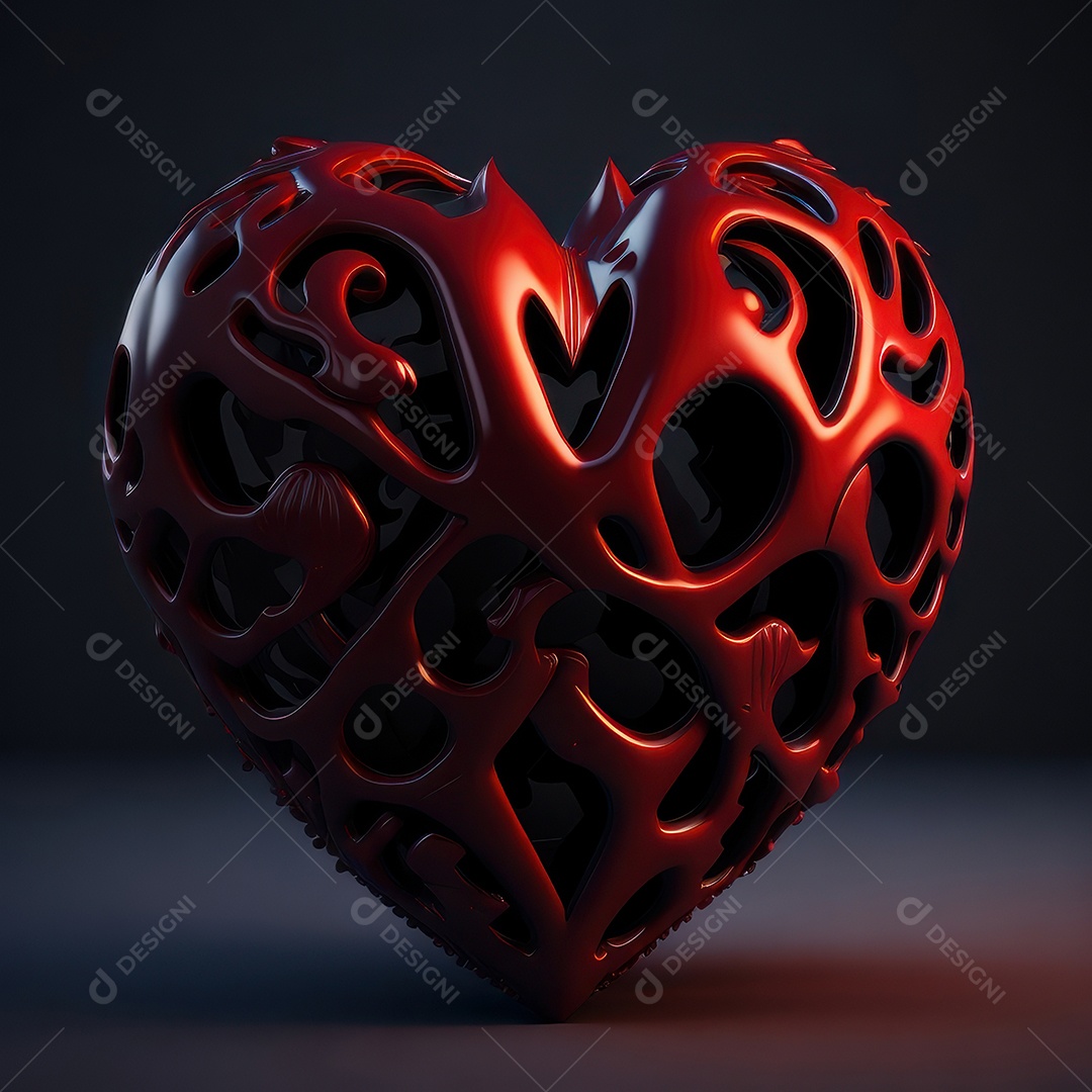 Imagem realista de coração vermelho sobre fundo isolado.