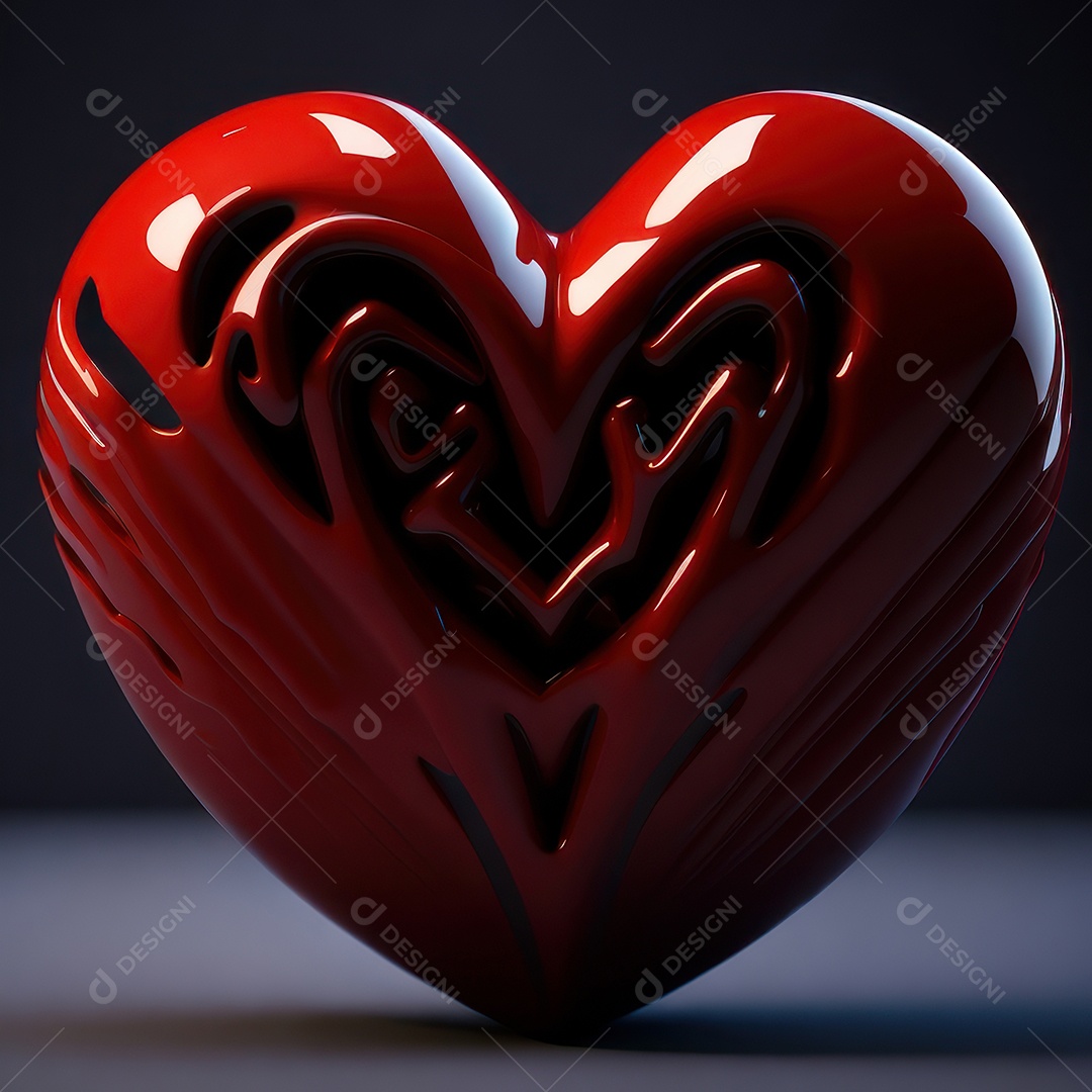 Imagem realista de coração vermelho sobre fundo isolado.