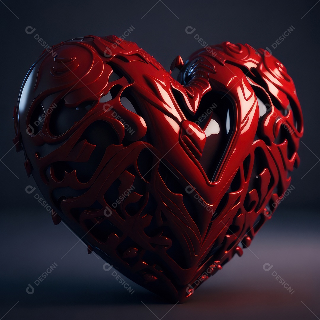 Imagem realista de coração vermelho sobre fundo isolado.